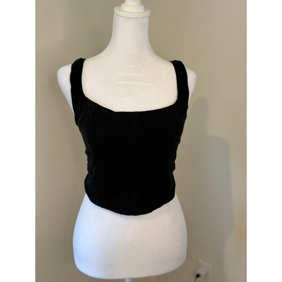 Abercrombie & Fitch Tops - Abercrombie & Fitch Square Neck Crop Top Black Adjustable Straps Smocked Back S